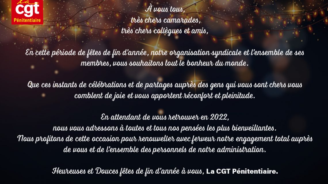 Message aux personnels – Fêtes de fin d’année